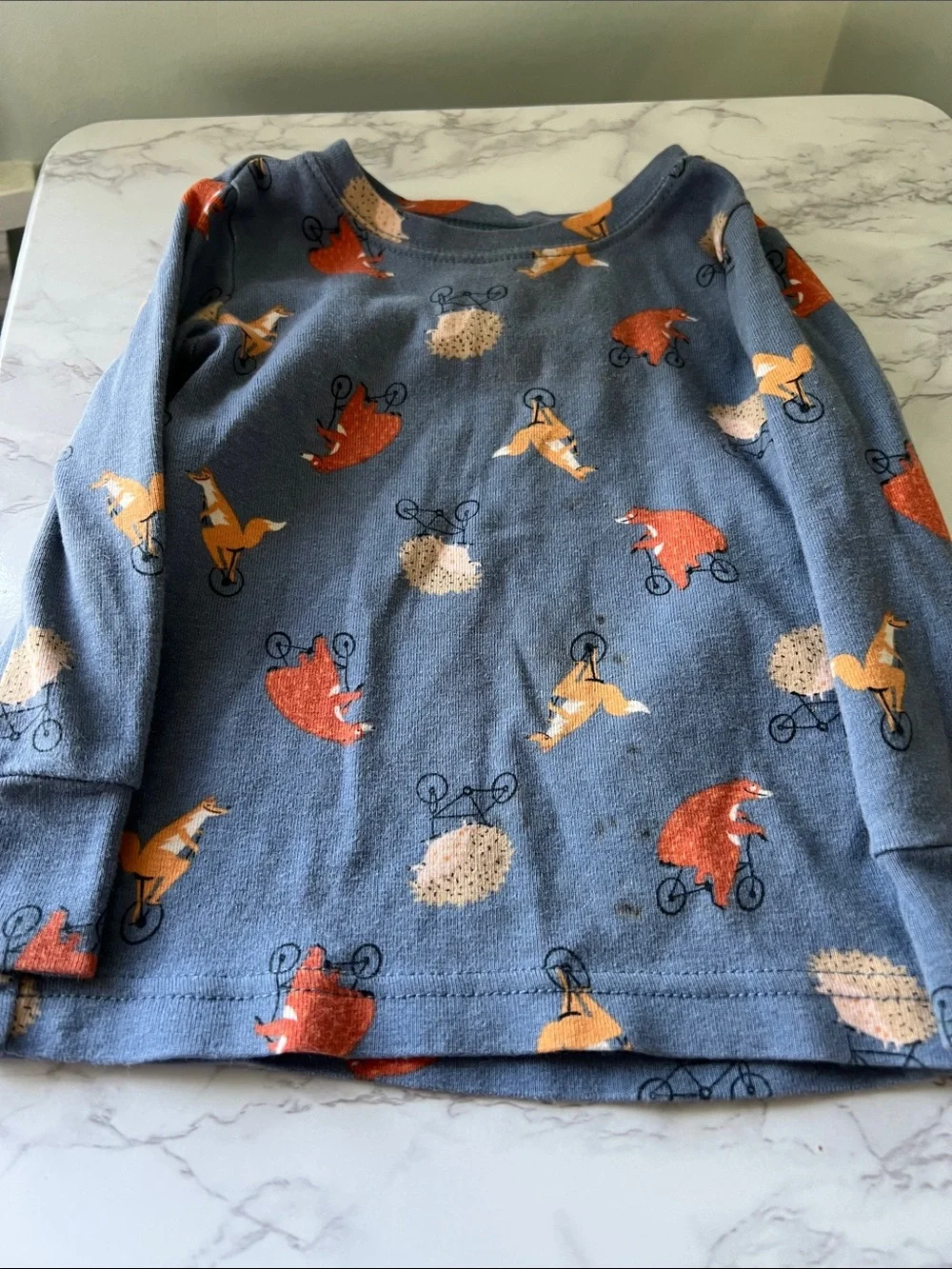 Old Navy Boys Blue Fox Print Pajama Top